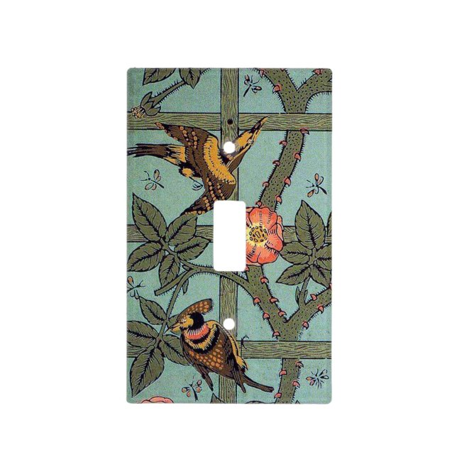 Climbing Rose & Small Bird, William Morris Light Switch Cover (Front)