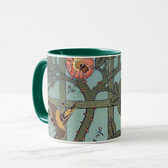 Climbing Rose & Small Bird, William Morris Mug (Front Left)