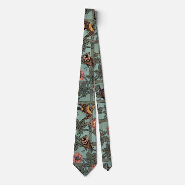 Climbing Rose & Small Bird, William Morris Neck Tie (Front)