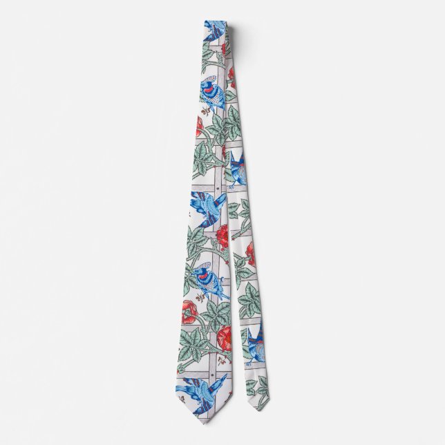 Climbing Rose & Small Bird, William Morris Neck Tie (Front)
