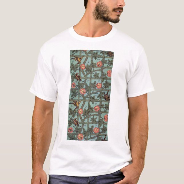 Climbing Rose & Small Bird, William Morris T-Shirt (Front)