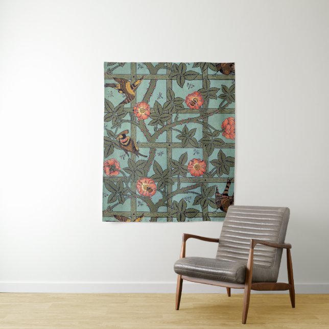 Climbing Rose & Small Bird, William Morris Tapestry (In Situ)