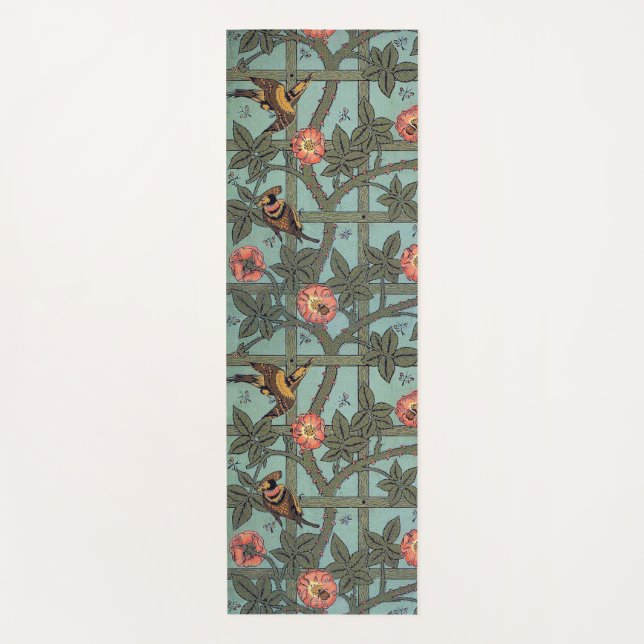 Climbing Rose & Small Bird, William Morris Yoga Mat (Front)