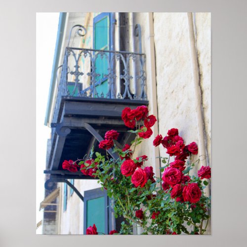 Climbing Roses Rustic Hotel Balcony Poster