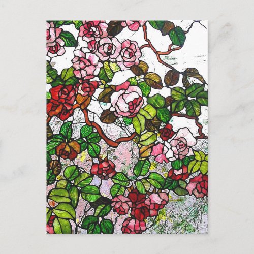 Climbing Roses _ stained glass Postcard