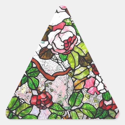 Climbing Roses _ stained glass Triangle Sticker