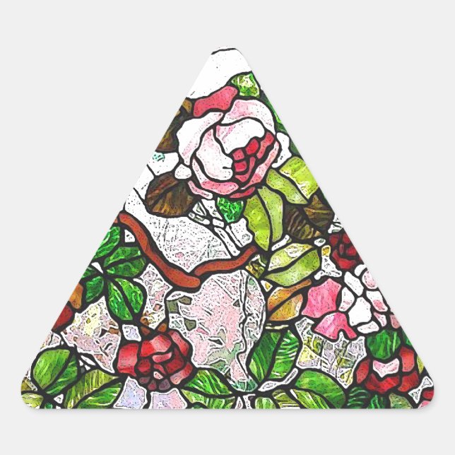 Climbing Roses - stained glass Triangle Sticker (Front)