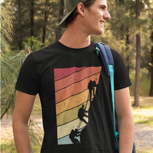 Climbing Silhouette on Distressed Rainbow T_Shirt