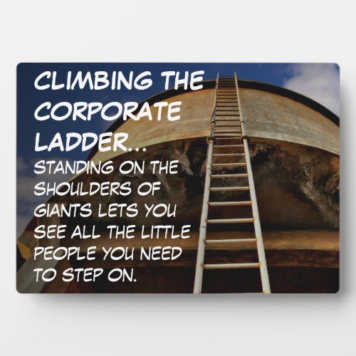 Climbing the corporate ladder gives perspective plaque
