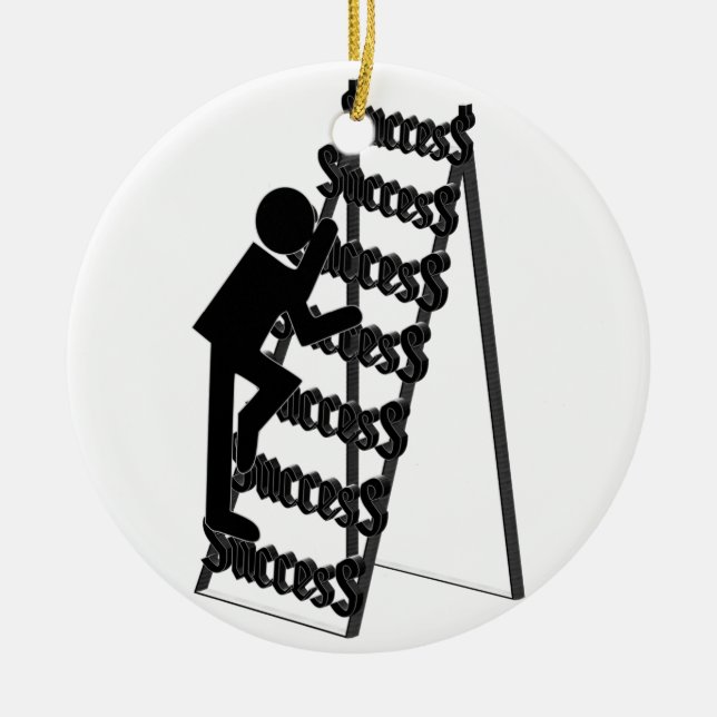 Climbing the Ladder of Success Ceramic Ornament (Front)