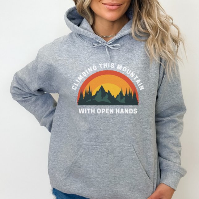 Climbing This Mountain with Open Hands Christian H Hoodie (Creator Uploaded)