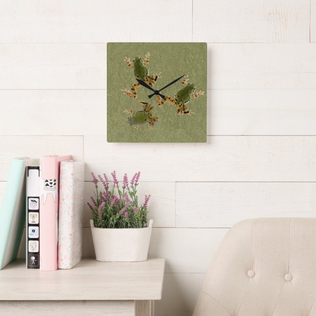 Climbing Tree Frog Photograph Square Wall Clock (Reading Room)