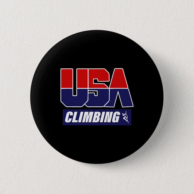 Climbing Usa Climber Mountain Climber Rock Climbin Button (Front)