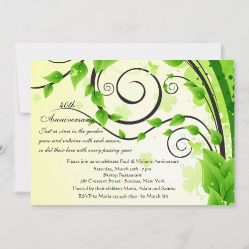 Climbing Vines Anniversary Party Invitation