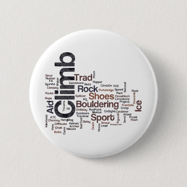Climbing Words Pinback Button (Front)