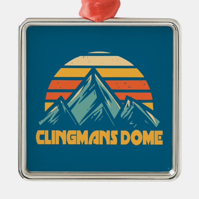 Clingmans Dome Retro Turquoise Metal Ornament (Front)