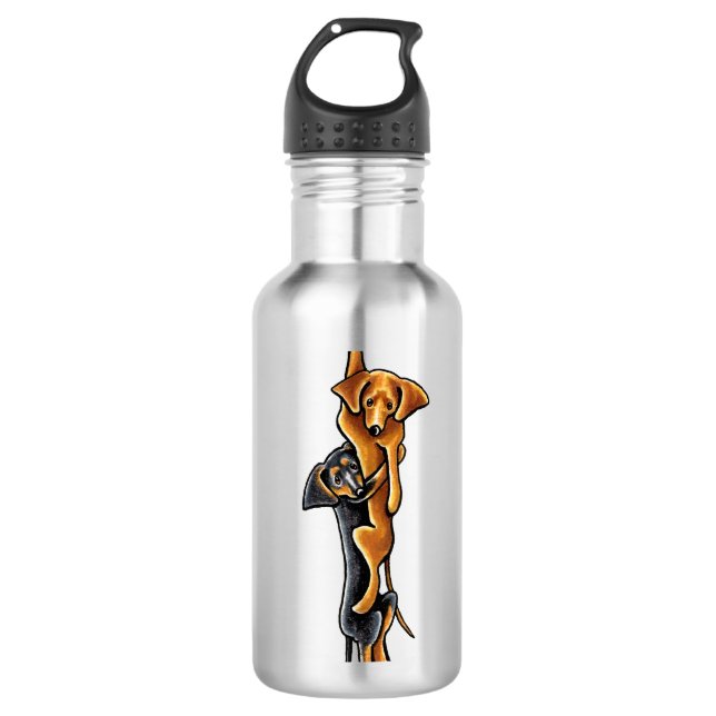 Clingy Dachshunds Water Bottle (Front)
