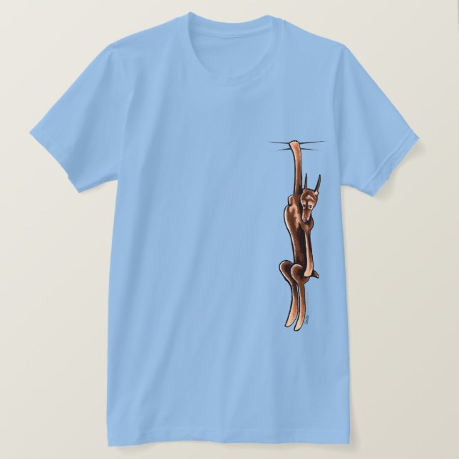 Clingy Red Rust Doberman Pinscher T-Shirt (Design Front)