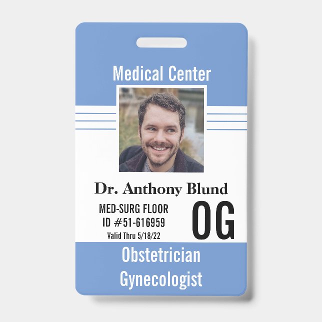 Clinic Doctor identification Photo Name Bar Code Badge (Front)