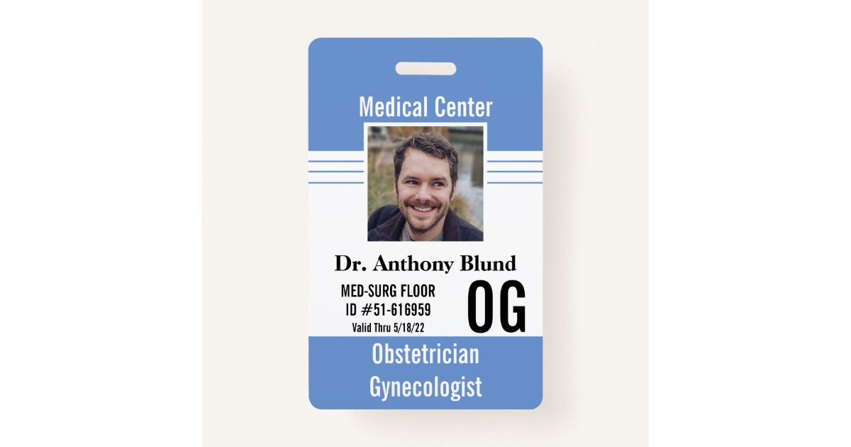 Clinic Doctor identification Photo Name Bar Code Badge | Zazzle