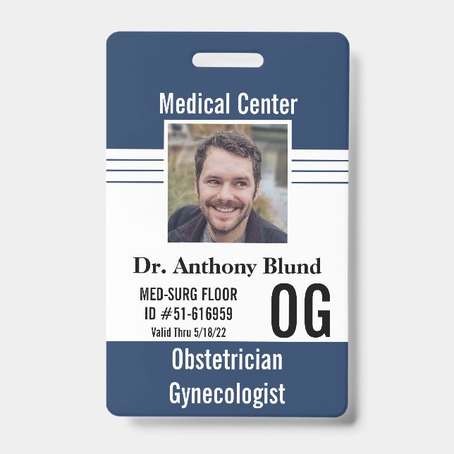 Clinic employee identification Photo Name Bar Code Badge (Front)