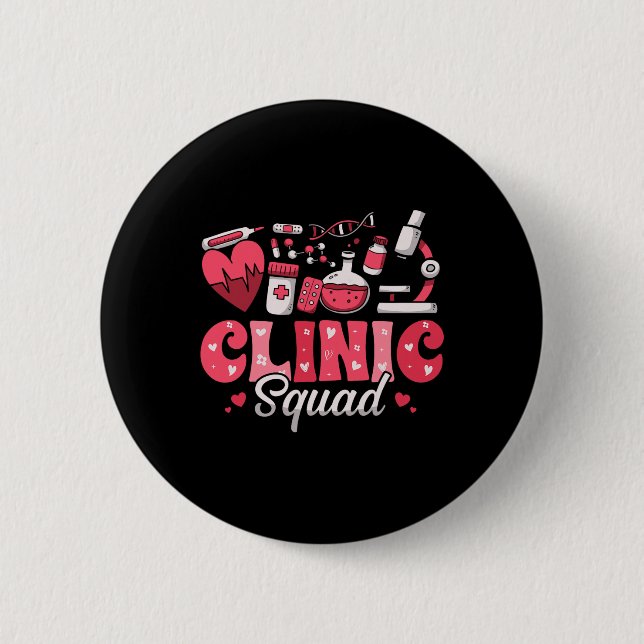 Clinic Squad Stethoscope Leopard Nurse Valentine's Button (Front)