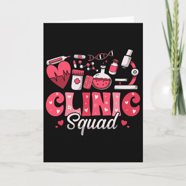 Clinic Squad Stethoscope Leopard Nurse Valentine's Card (Front)