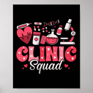 Clinic Squad Stethoscope Leopard Nurse Valentine's Poster