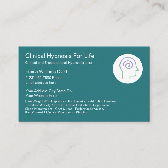 Clinical Hypnotist Hypnosis Modern Business Cards (Front)