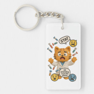Clinical Lab Tech Cat Running So Many Tests Keychain