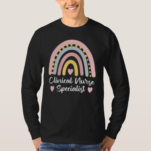 Clinical Nurse Specialist Cns Boho Rainbow Cute Co T-Shirt (Front)