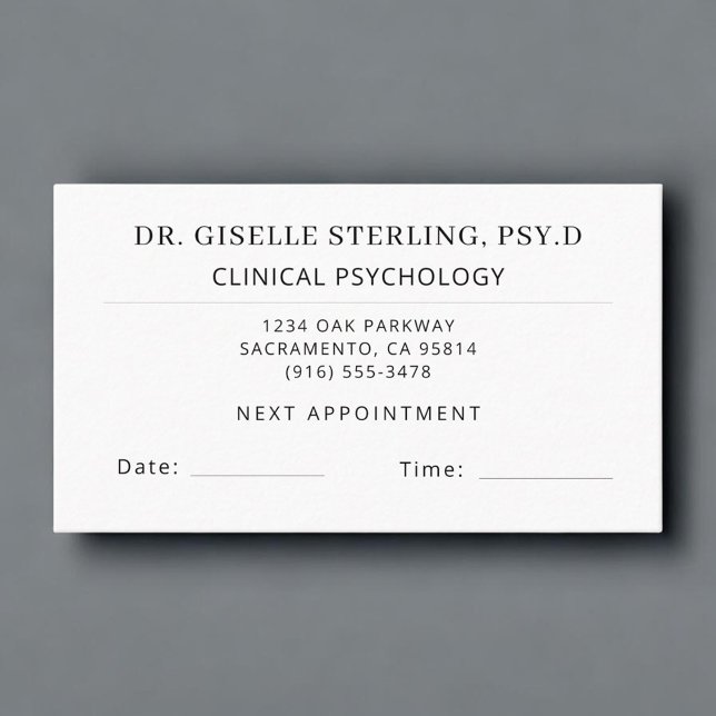 Clinical Psychologist Doctor Appointment Card (Creator Uploaded)