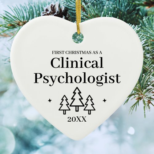 Clinical Psychologist Heart Christmas Ornament