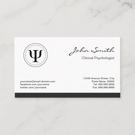 Customizable Clinical Psychologist - Psychology Psi Symbol Business Card Templates