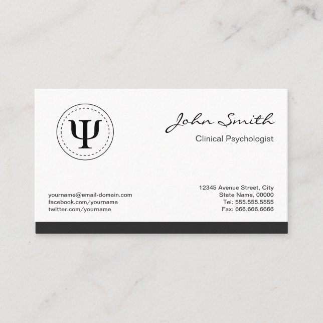 Clinical Psychologist - Psychology Psi Symbol Business Card (Front)