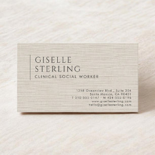 Clinical Social Worker Natural Linen Business Card