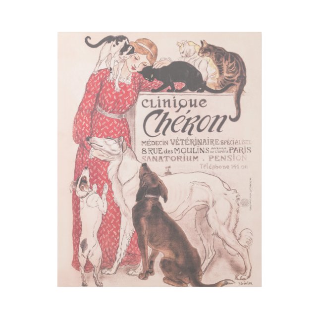 Clinique Cheron Vintage Dog Cat Steinlen Poster (Front)