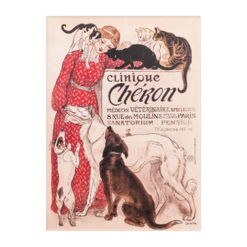 Clinique Cheron Vintage Dog Cat Steinlen Poster Acrylic Print