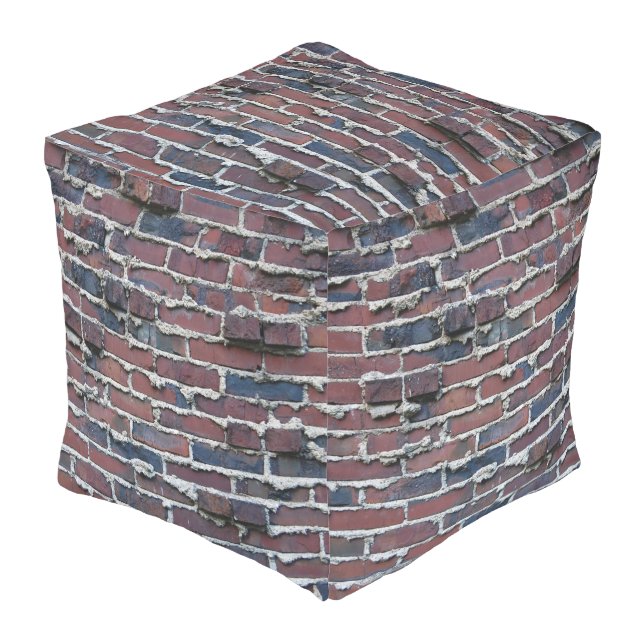 Clinker Brick with Weeping Mortar Cube Pouf (Angled Front)