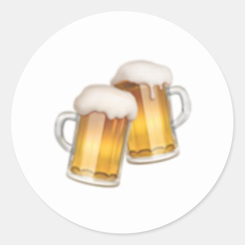 Clinking Beer Mugs _ Emoji Classic Round Sticker