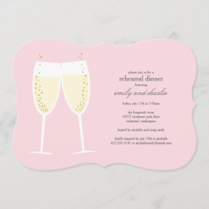 Clinking Glasses Wedding Rehearsal Invitation