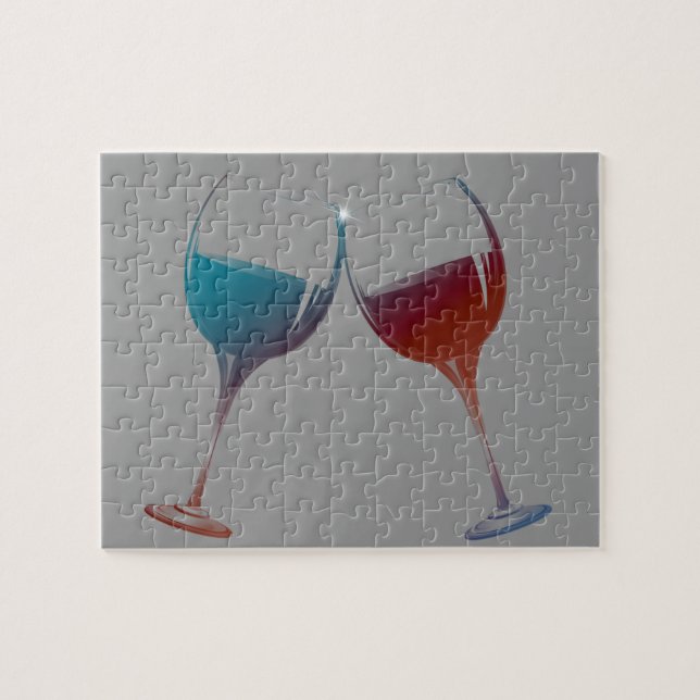 Clinking Sparkle Wine Glasses Art Jigsaw Puzzle (Horizontal)