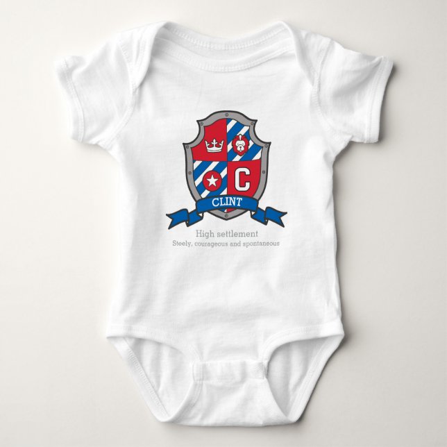 Clint boys C name & meaning knights shield Baby Bodysuit (Front)