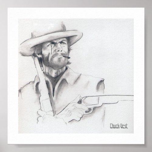 Clint Eastwood Pencil Art Posters