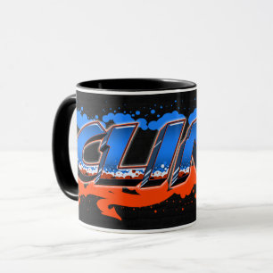 Clint First Name Graffiti blue orange cup