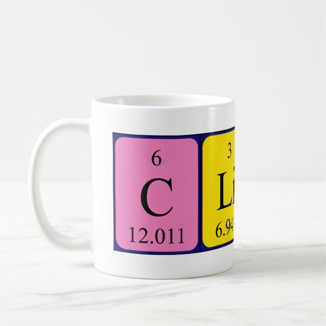 Clint periodic table name mug (Left)