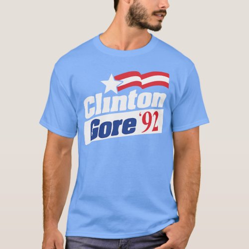 Clinton Gore 1992 Vintage Presidential Campaign Bu T_Shirt