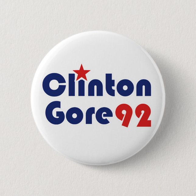 Clinton Gore 92 Retro Democrat Pinback Button (Front)
