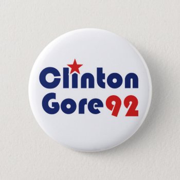 Clinton Gore 92 Retro Democrat Pinback Button by BoogieMonst at Zazzle