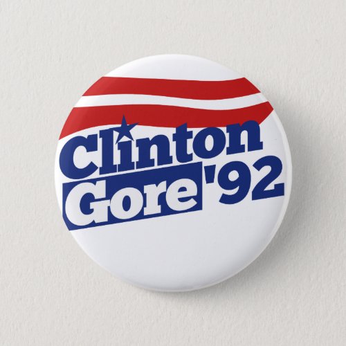 Clinton Gore 92 retro politics Button